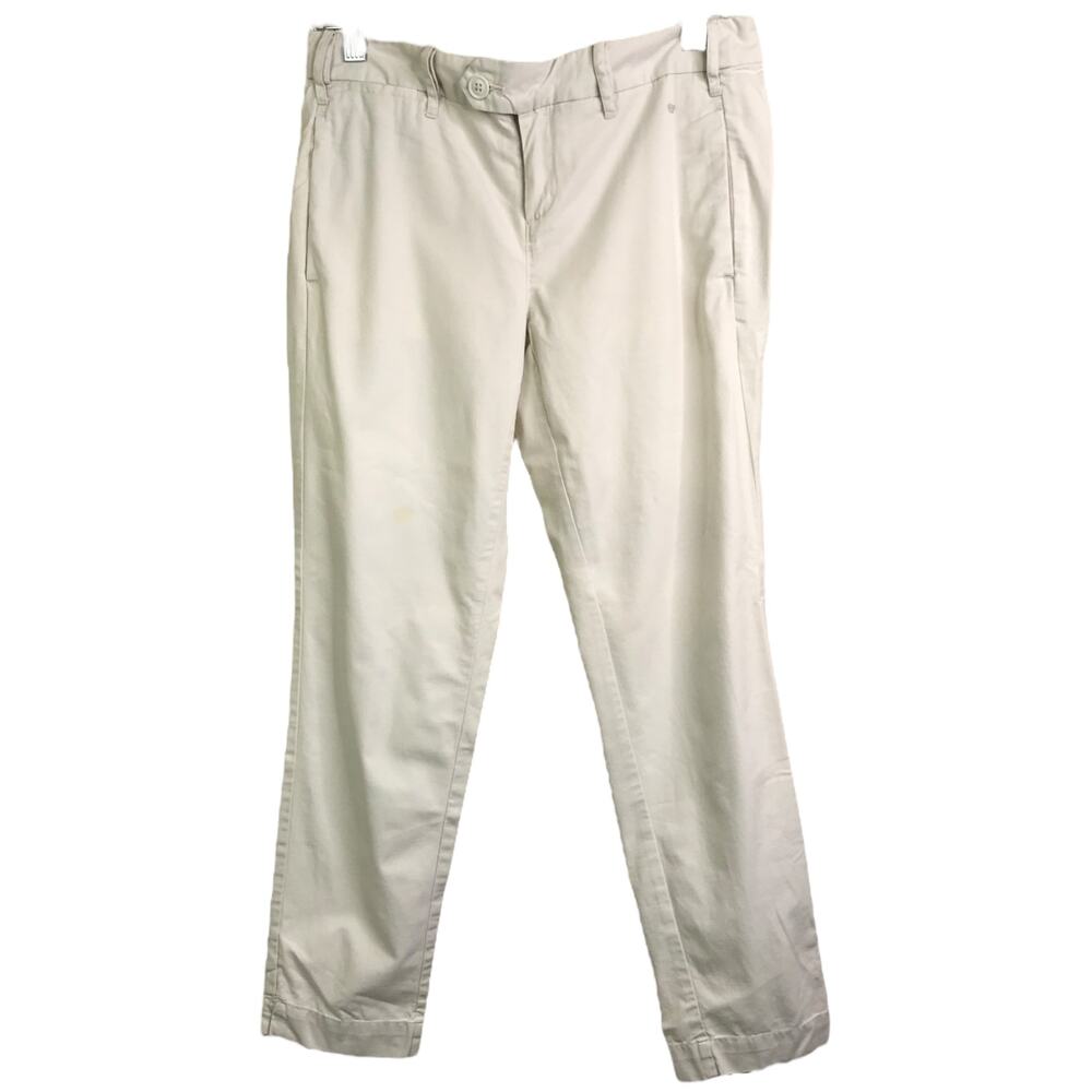 G1 Paper Twill Basic Goods Khaki Beige Straight Leg Trousers Pants Womens Sz 2